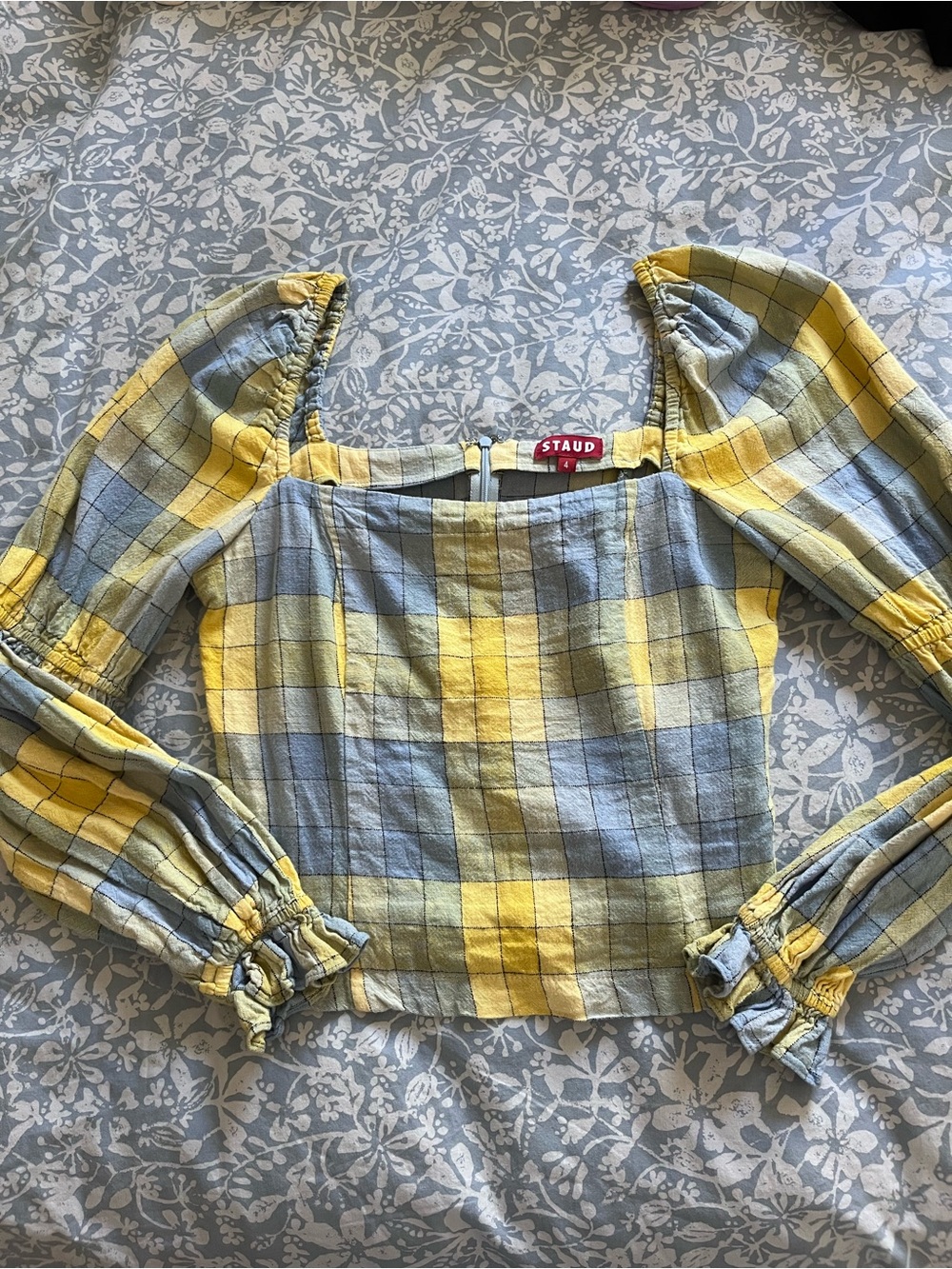 STAUD WINDOWPANE CHECK CORSET TOP 🏁💙💛